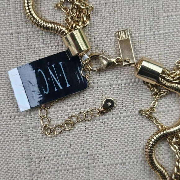 INC International Concept Women Necklace Gold Tone Yneck SNK Chain Long Tassel - Picture 4 of 11